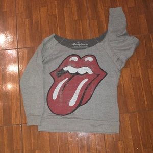 Off the Shoulder Rolling Stones Sweatshirt